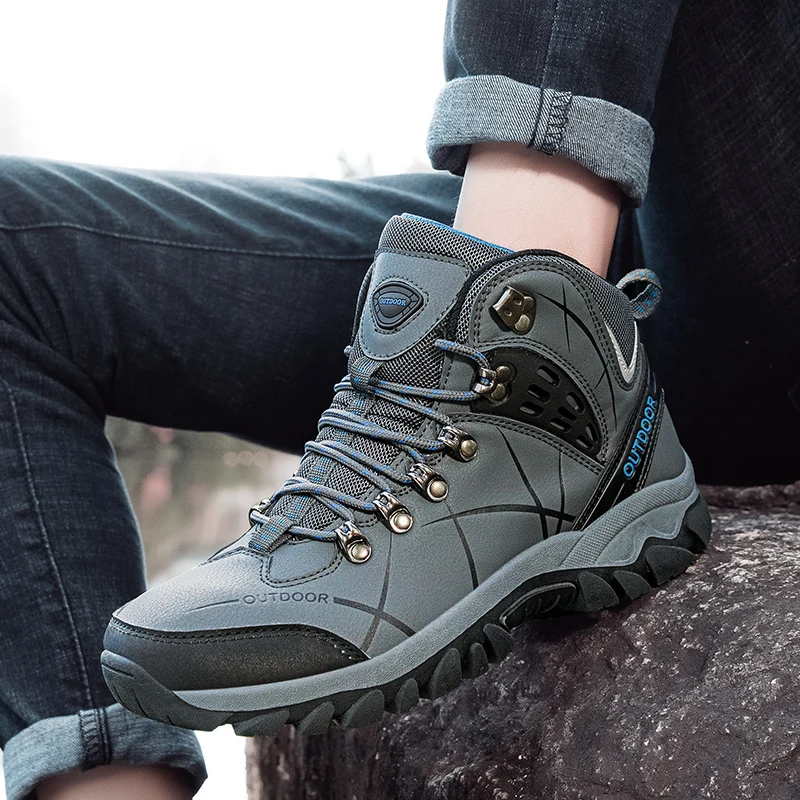 Unisex Winter Boots Men Women Casual Hiking Shoes Plush Warm Winter Snow Ankle Boots Waterproof Outdoor Trekking Boots Sneakers - Image 4