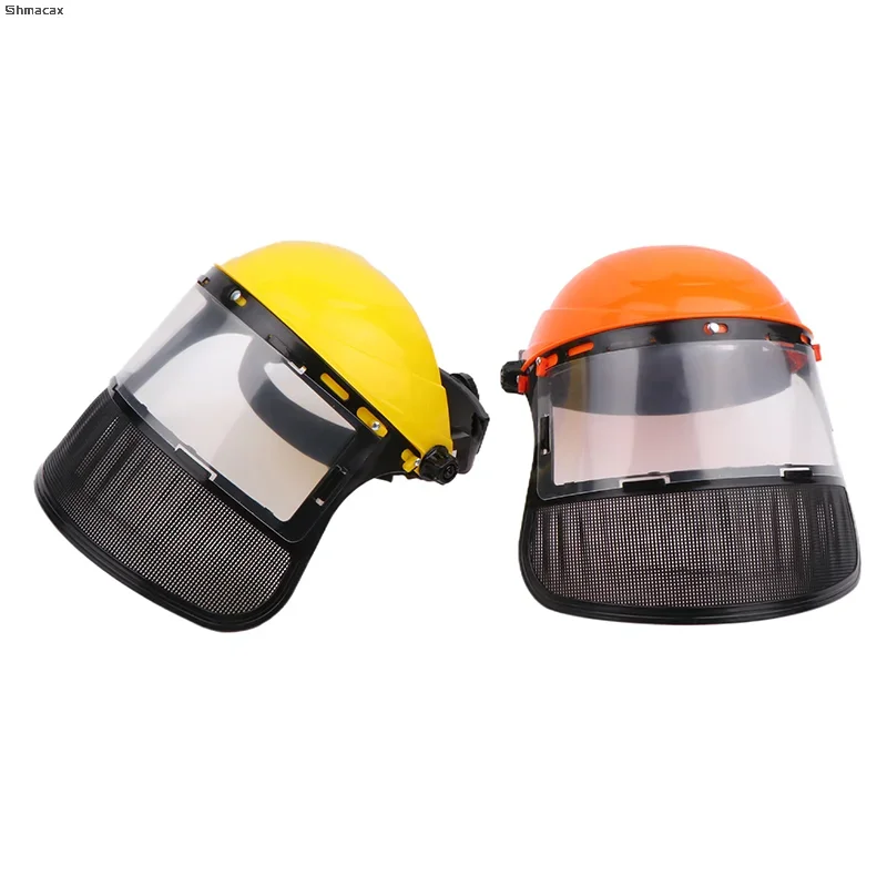 Garden Grass Trimmer Safety Helmet Hat With Full Face Mesh Protective Mask For Logging Brush Cutter Forestry Protection