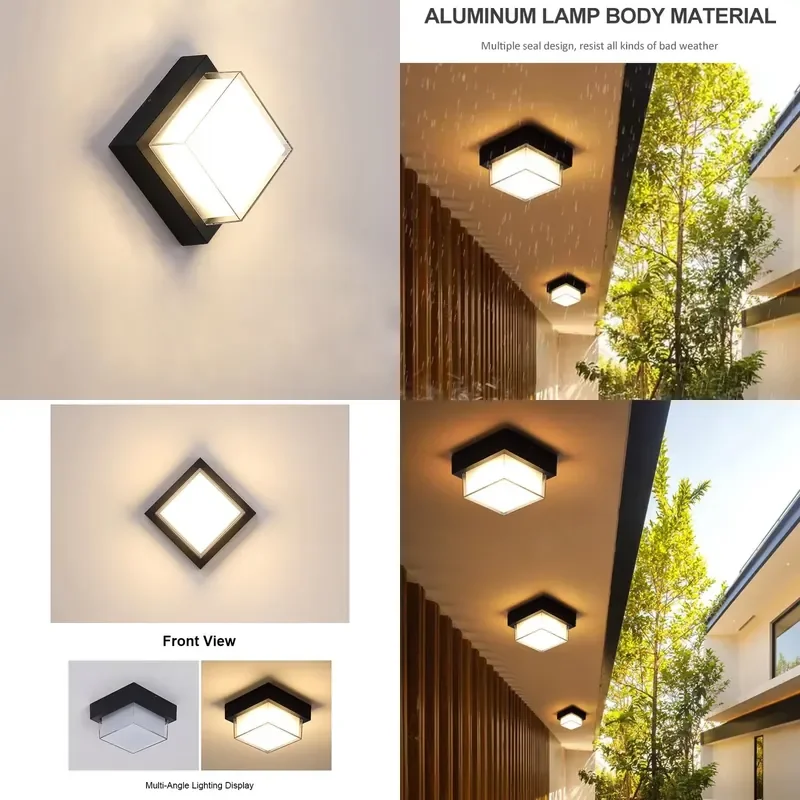 for  Modern New Design Aluminum Square Wall Mounted Outdoor Corridor Ceiling Light Hotel Garden Waterproof IP65 Ceiling Light