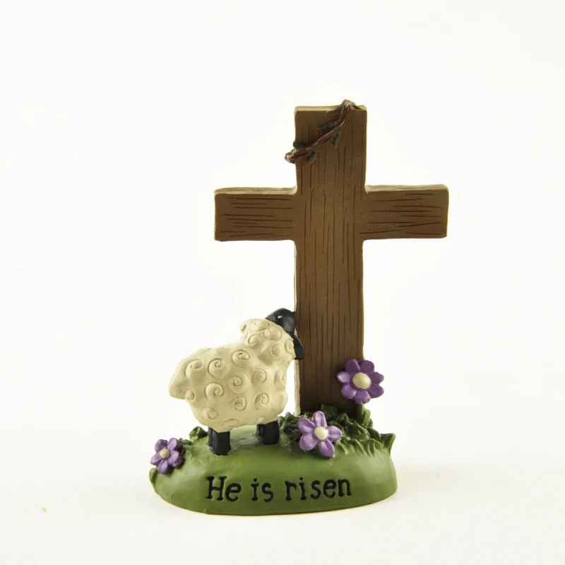 He is risen Cute Sheep American Rural Home Decorations Gifts Resin Craft My LORD and Savior Home Decor Office Desk Decoration