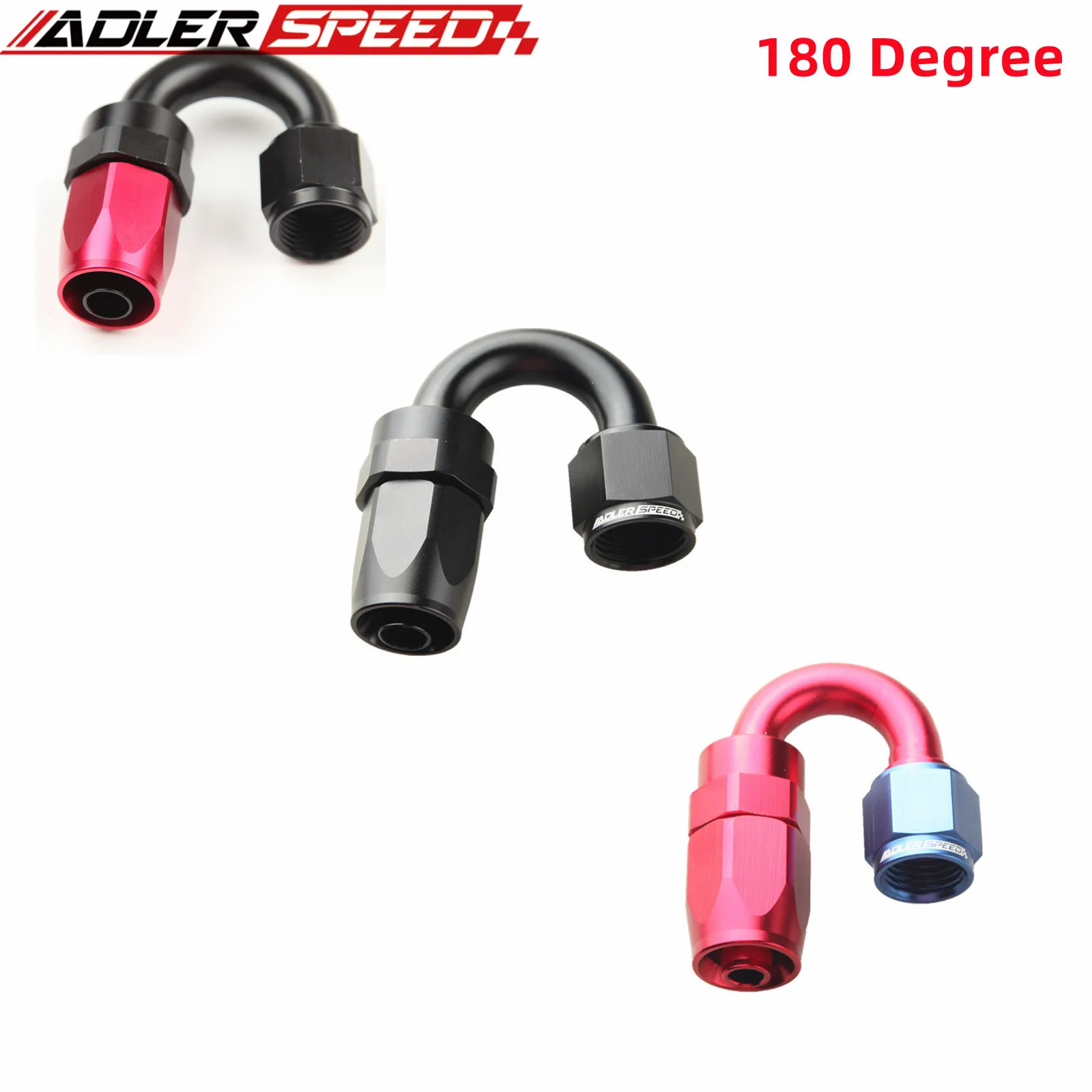 AN4/AN6/AN8/AN10/AN12/AN16/AN20 180° Degree Aluminum Swivel Hose End Fitting Adapter Oil Fuel Line NPT PLUG Black