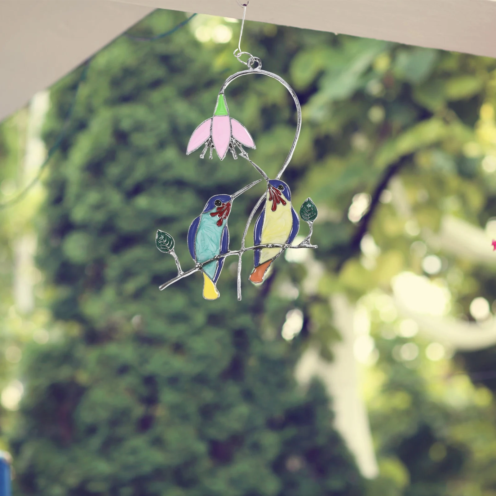 

Blue Hummingbird Pendant Adornment Craft Decoration Hanging Window Art nament Balcony Zinc Alloy Home Garden Birthday