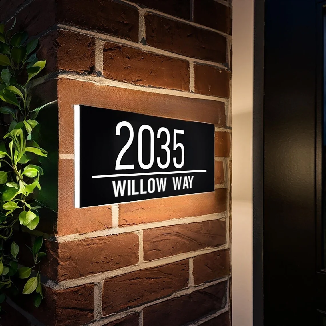 

LED Backlit House Number Sign Modern Illuminated Address Plaque Custom Metal House Sign Lighted Illuminated Address Plate