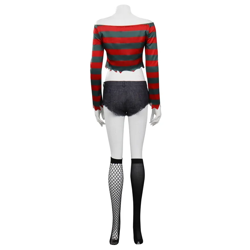 Freddy Reproduire Eger Cosplay Costume pour femme, Nightmare Street, Horror Movie Outfits, Halloween Party Py Play Clothes, Adult Female