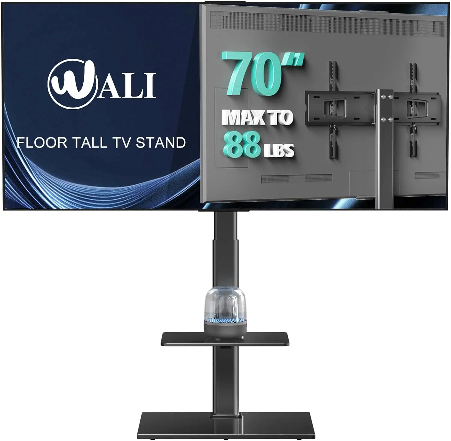 

TV Floor Stand for 32-70inch TVs up to 88lbs, Universal Floor TV Stand Mount, Swivel and Height Adjustable Tall TV Stand with