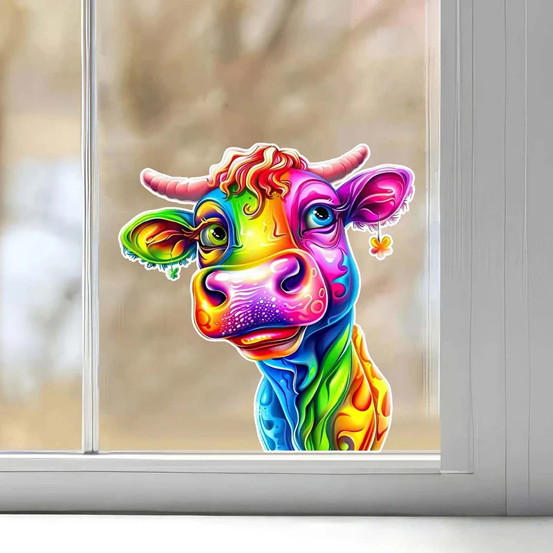 Rainbow Animal Cows, Deer, Collies, Cocks Wall Sticker Toilet Living Room Decor Cabinet  Refrigerator Home Decor Decals  S105