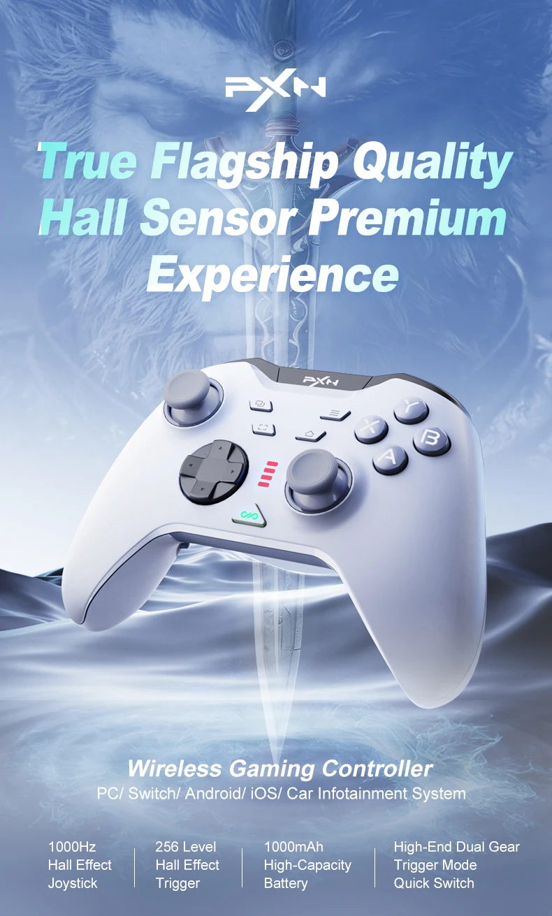

Pxn P5 Wireless BT Gaming Controller 1000Hz Hall Trigger Rocker Controller three-mode connection For Switch PC Android IOS