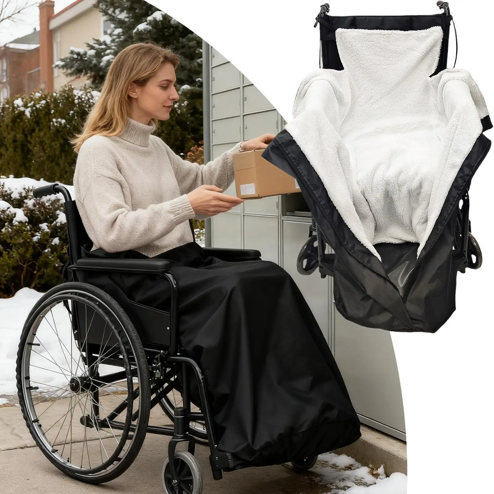 

Lap Blankets For Elderly Wheelchair Windproof Lower Body Fleece Lined Pocket Cover Wheelchair Warm Covers For Women Men Senior