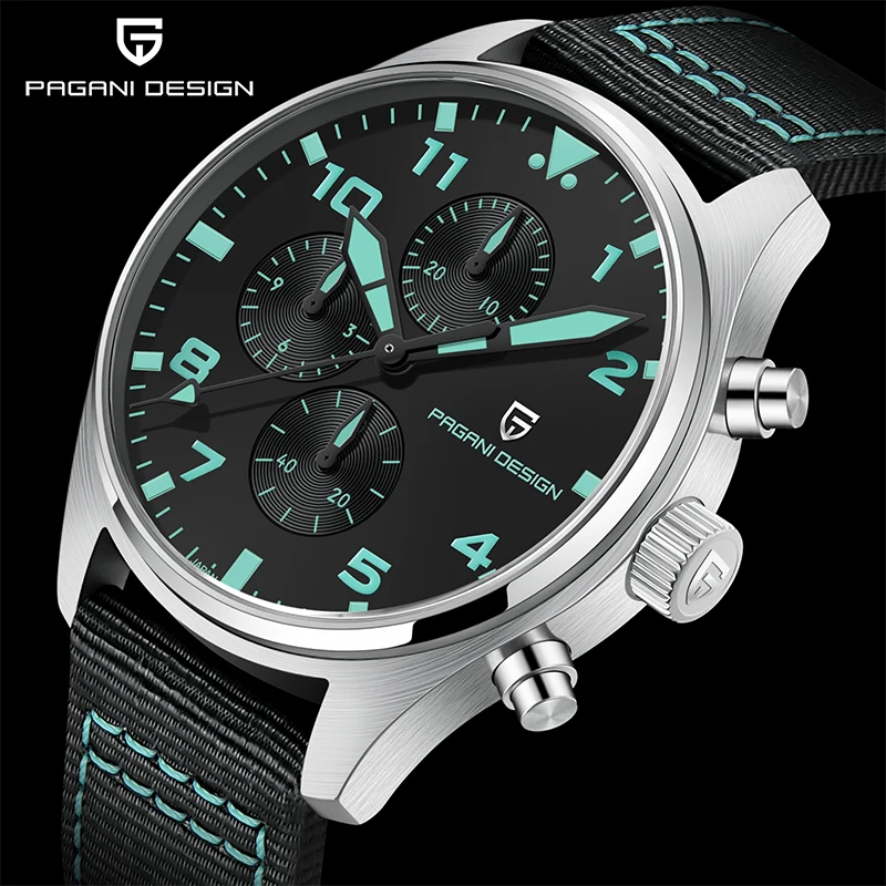 Imagem -02 - Pagani Design Novo Relógio de Quartzo para Homem Marca Superior Relógio de Pulso Masculino 100m à Prova Impermeável Água Cronógrafo Safira Relógio de Vidro Reloj Hombre