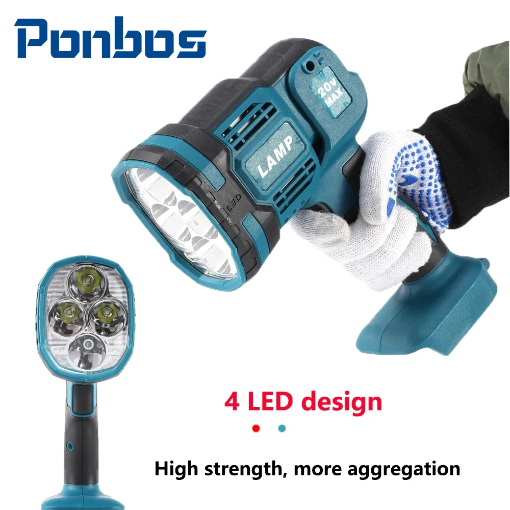 Outdoor Collapsible Flashlight Rechargeable LED Emergency Light Fishing Light Night Work Spotlight For Makita 18V Battery