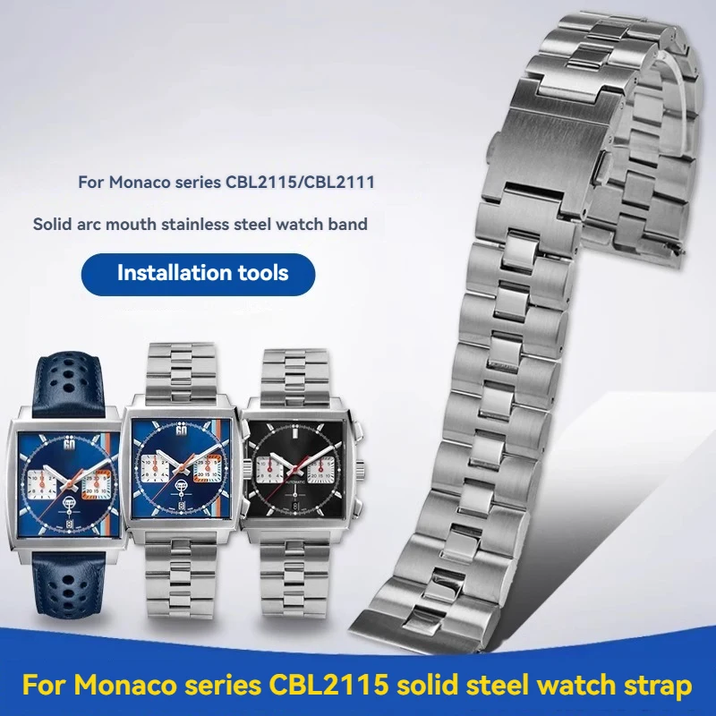 For TAG Heuer Monaco Series CBL2115 CBL2111 High Quality Solid Stainless Steel Strap 22mm Metal Watch Chain Wristband Bracelet