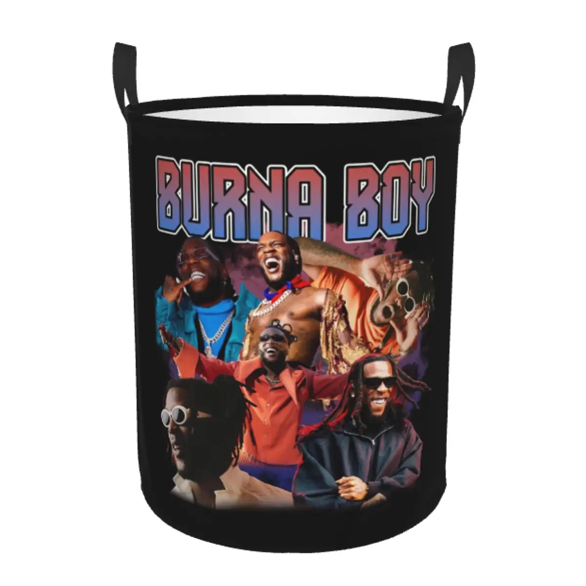 Custom Burna Boy Nigerian Singer Laundry Basket Foldable Clothes Hamper for Baby Kids Toys Storage Bin