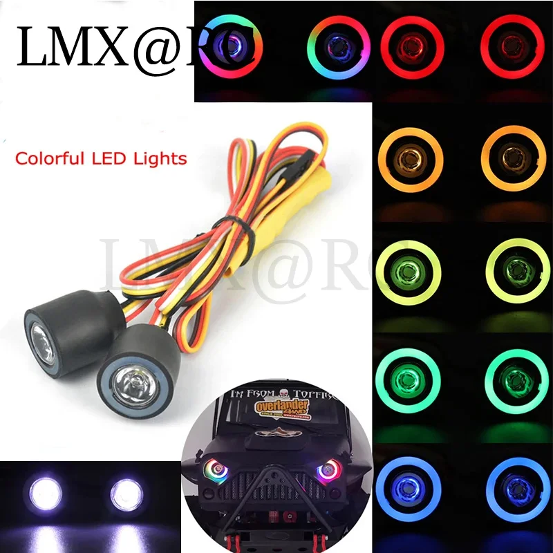 Multiple Colour Colorful Angel Eye Lamp RGB LED Lights 17MM Universal LED Lights Headlight for 1/10 RC Rock Crawler Axial SCX10