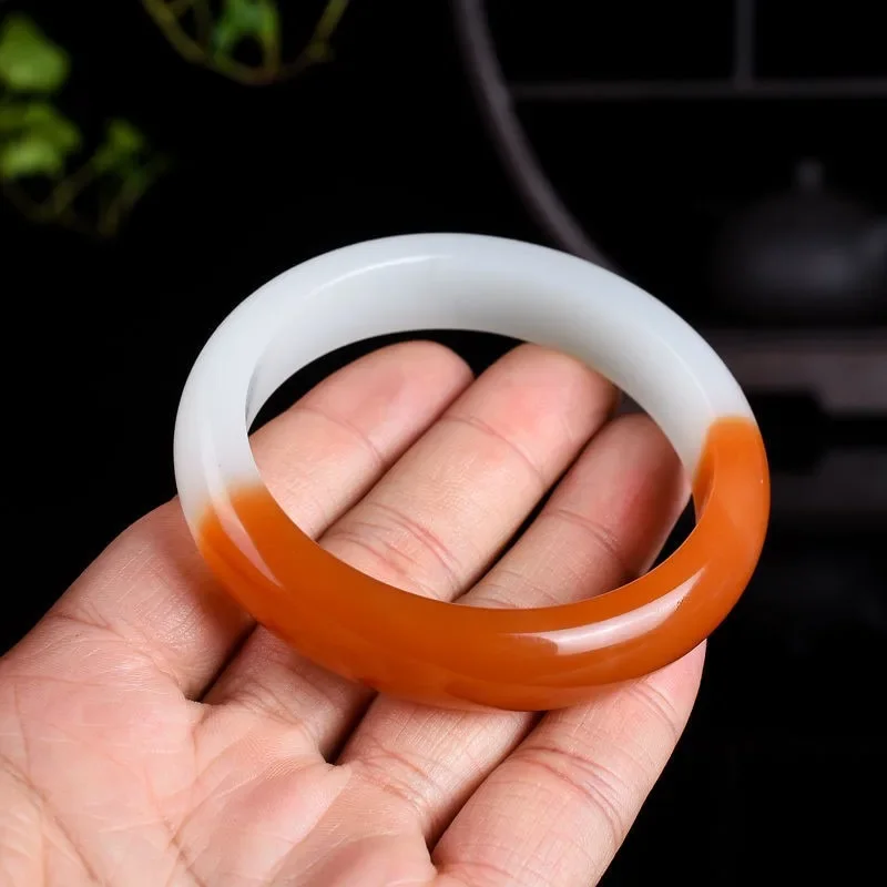 Genuine Natural Yellow White Jade Bracelets Bangle Chinese Fashion Fine Jewelry Carved Jadeite Charm Amulet Gifts for Women Men