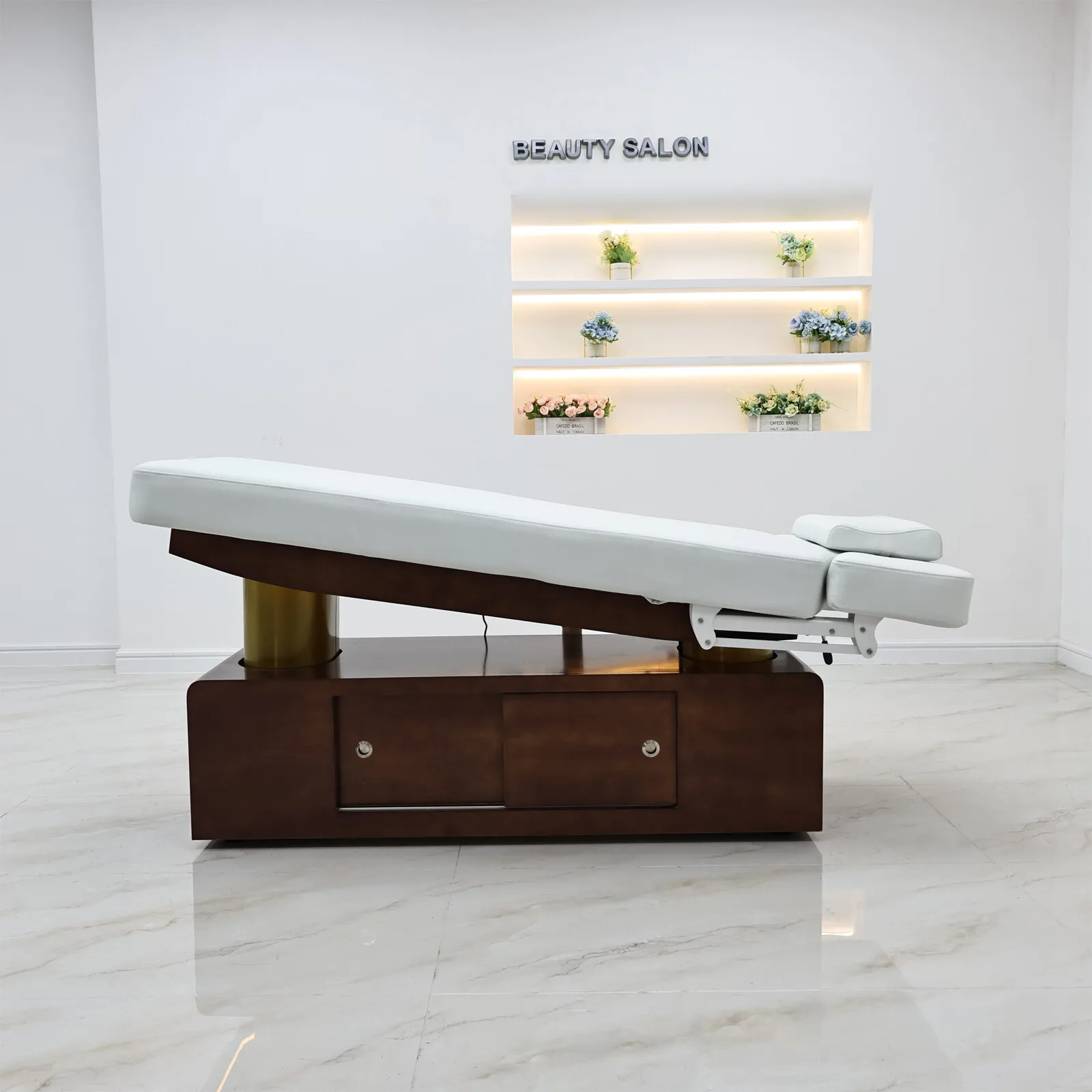 Electric Massage Bed Adjustable Beauty Bed Multi-Angle Reclining Spa Table Salon Furniture