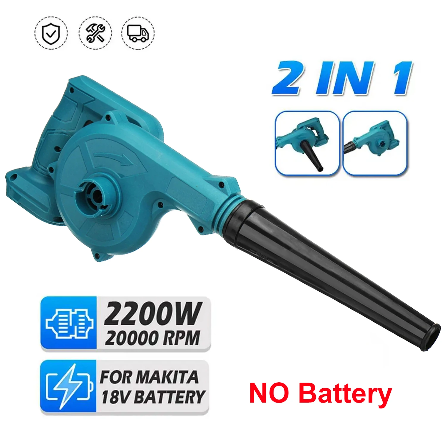 21V Wireless Electric Leaf Blower Vacuum Cleaner 2 IN 1 Dust Collector  Air Blower Snow Blowers For 18V Makita Battery