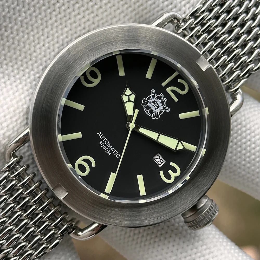 Steeldive 2025 Horloge SD1912 Oversize 47 MM Geborstelde Kast met Draaibare Bezel Saffierglas Automatisch 3000M Waterdicht Horloge Heren