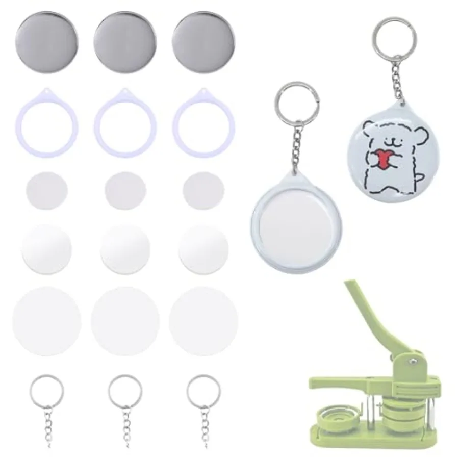 

25 комплектов двустороннего брелка для изготовления значков на пуговицах, 2,28 дюйма, 58 мм, жестяной значок с металлической крышкой, зеркальной пластиковой основой и брелок