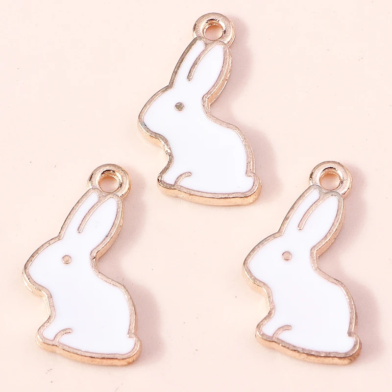 10 Stück 10x16mm Cartoon Emaille Tier Hasen Charms Anhänger für Schmuckherstellung Ohrringe Halsketten Armbänder DIY Bastelzubehör – Detail 7