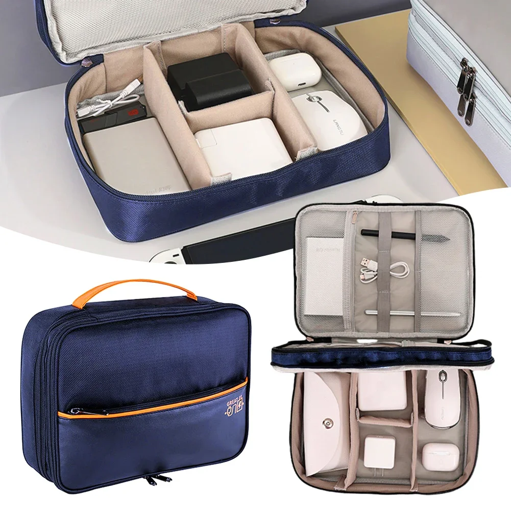 Portable Digital USB Gadget Organizer Cationic Polyester Data Cable Storage Bag Travel Portable Cosmetic Bag Digital Bag