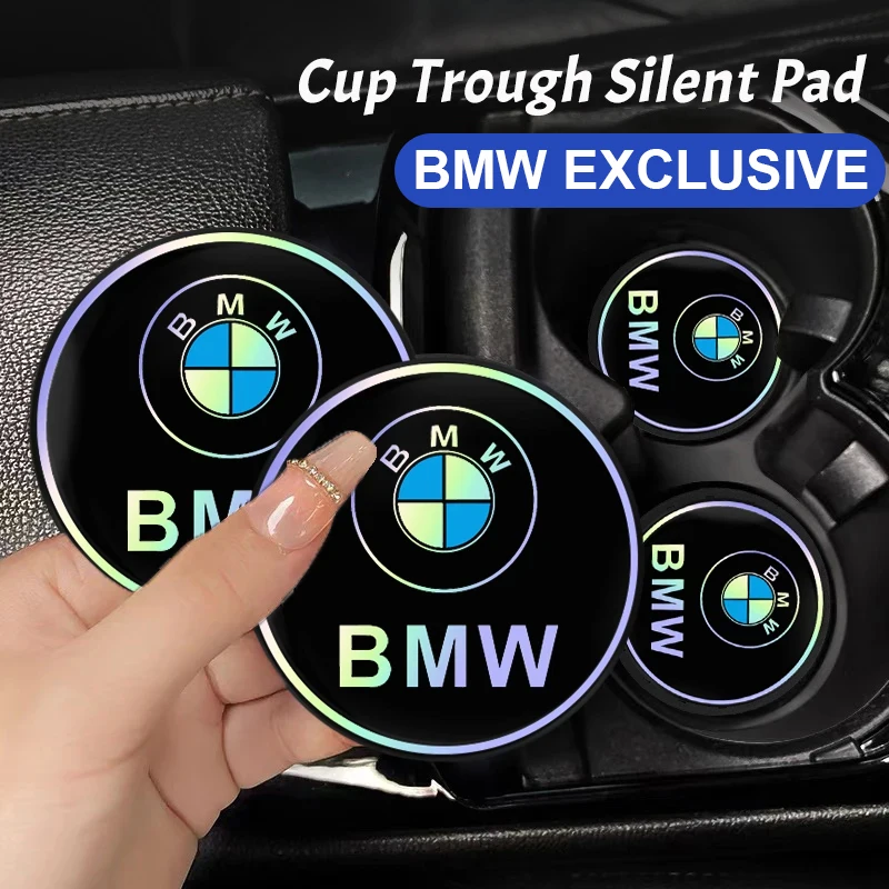 2Pcs Pad Laser Silent Mat BMW Logo Water Cup for BMW E46 E90 E60 F30 F10 E39 E36 F20 G20 G30 E92 E87 E91 X5 E70 F11 E30 F31 X3