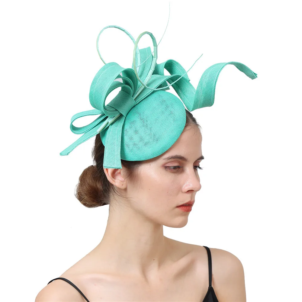 

Wholesale OEM Customerization Design Feather Fascinator Hat Hairpin Hairbands for Women Multi-color Wedding Fascinator Headdress