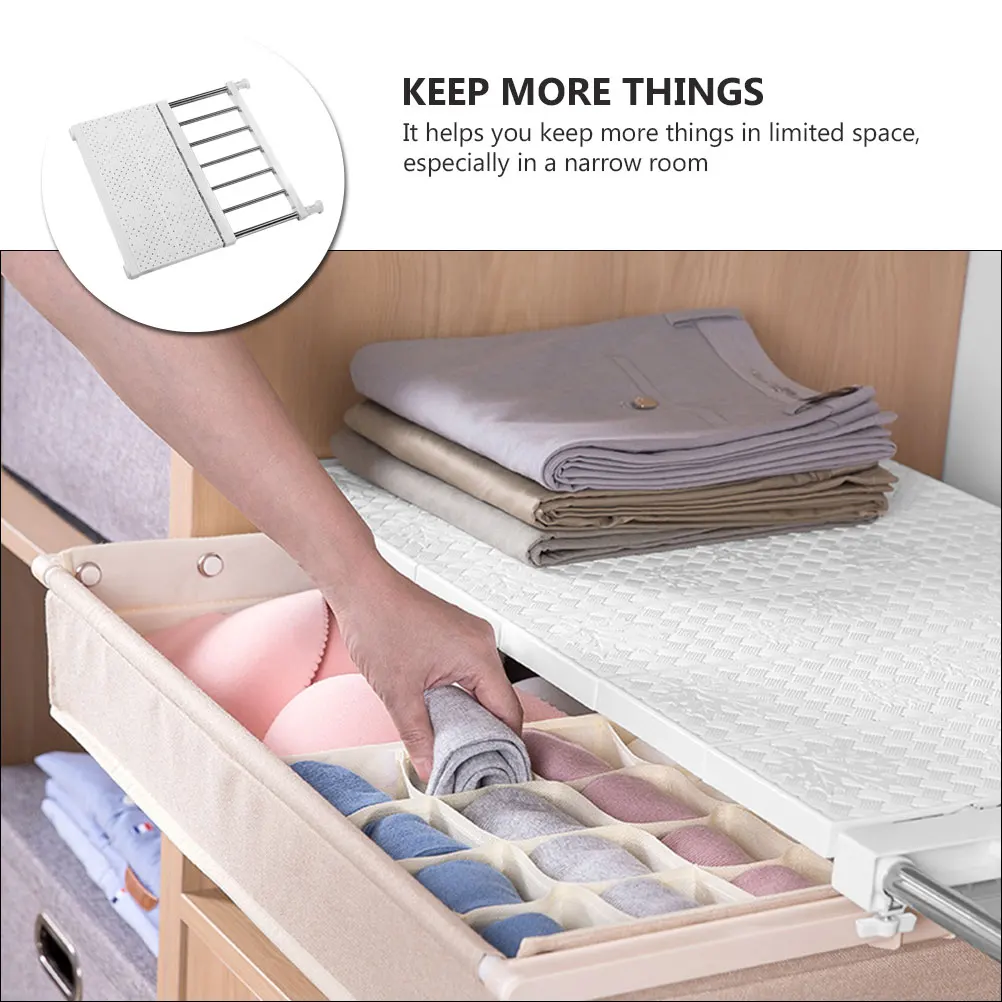 

Expandable Closet Shelf Rack Adjustable Storage Rack For Home Wardrobe Divider White High-Carbon Steel Abs Retractable