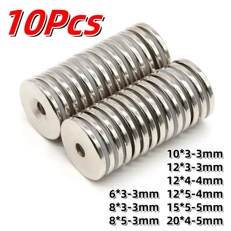 10Pcs Strong Magnets Countersunk Round NdFeB Powerful Rare Earth Permanent Neodymium Magnet Fridge Magnets For DIY