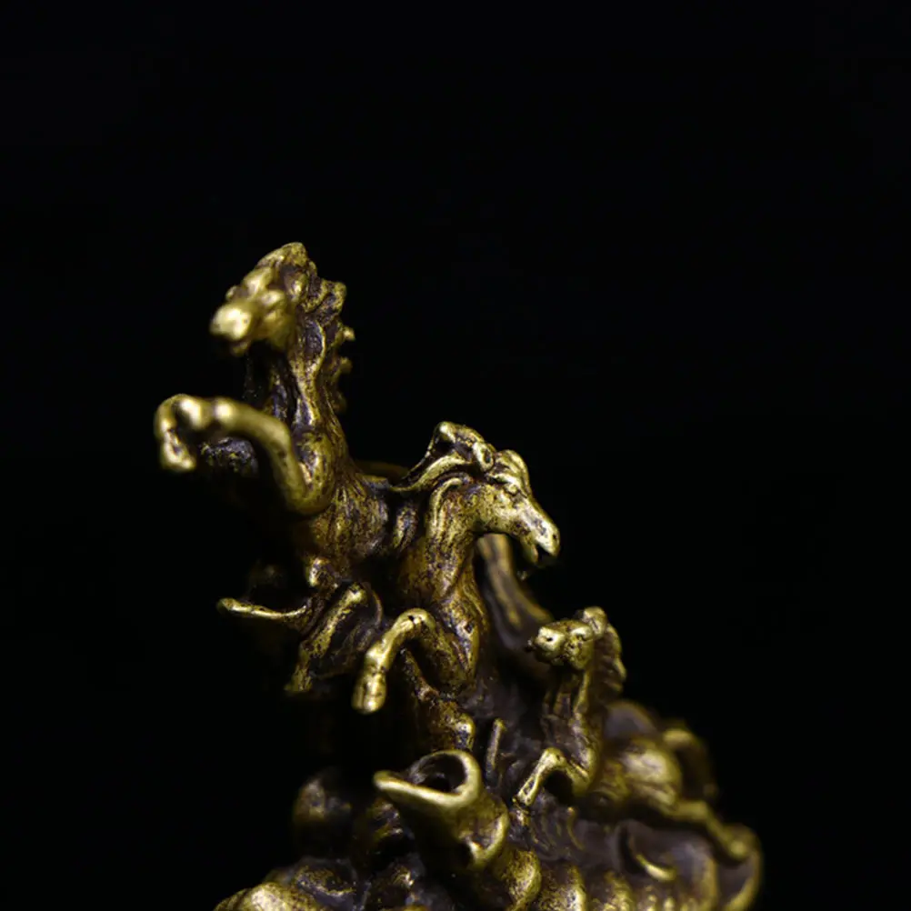 

2pcs Brass Adornment Horse Ornament Desktop Crafts Statue Retro Vivid Modeling Compact Steed Brass Decor Home Office