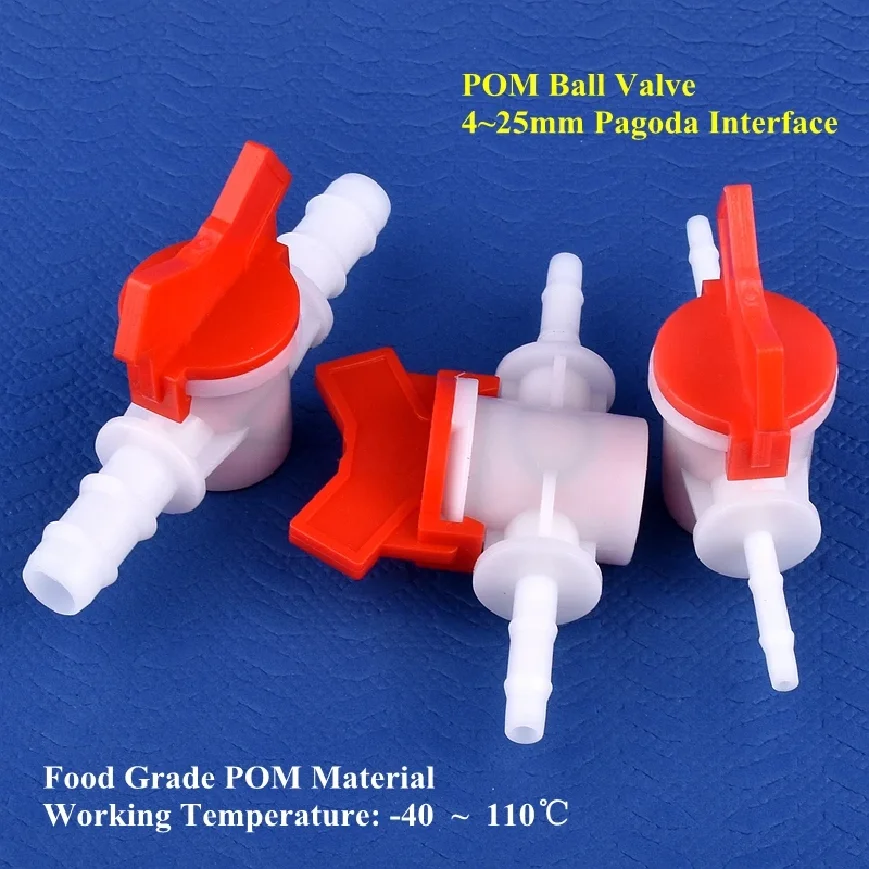 

1~50pcs 4~25mm POM Ball Valve Drip Irrigation System Hose Pagoda Joint Aquarium Tank Air Pump Garden Water Connector Pipe Valve