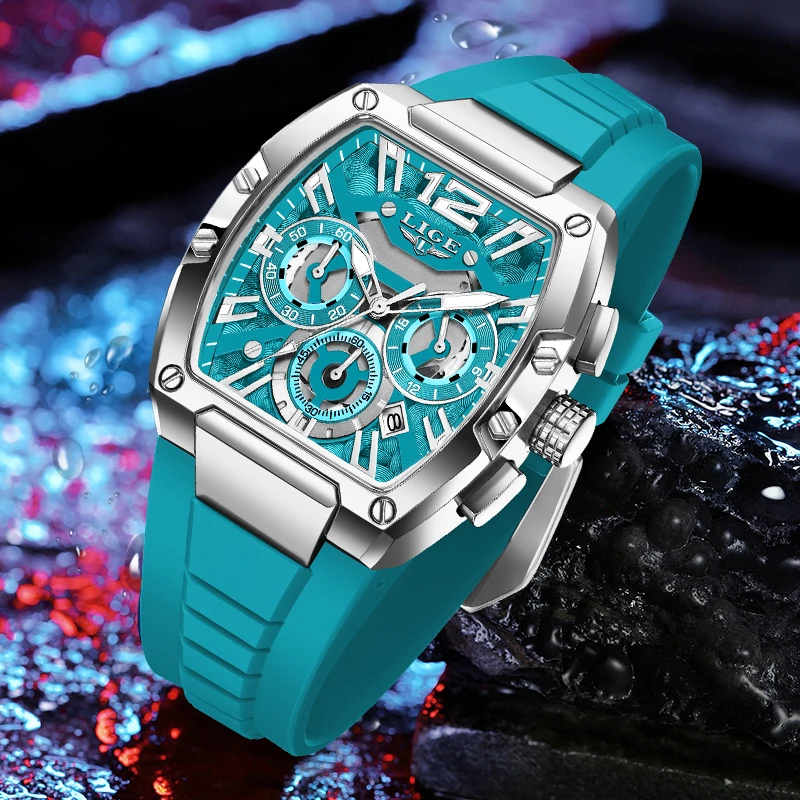 

Новые модные повседневные простые мужские часы LIGE с силиконовым ремешком, спортивный календарь на открытом воздухе, светящиеся водонепроницаемые полые кварцевые часы для мужчин
