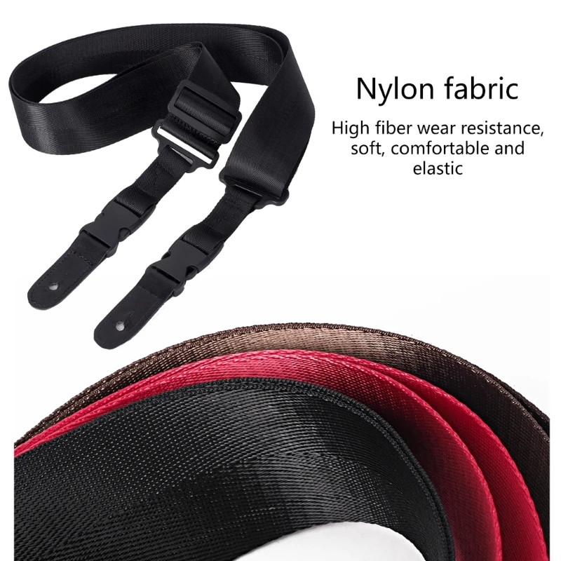 Soft Nylon Strap for Acoustic/Electric Bass and Guitar, Length Adjustable Antislip Guitar Strap with Quick Release Clips