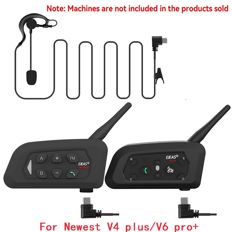 1/2/3/4Pcs Type-C interface Ear-hook Referee Headphone For EJEAS V6 Pro+ V4 Plus Motorcycle Helmet Intercom