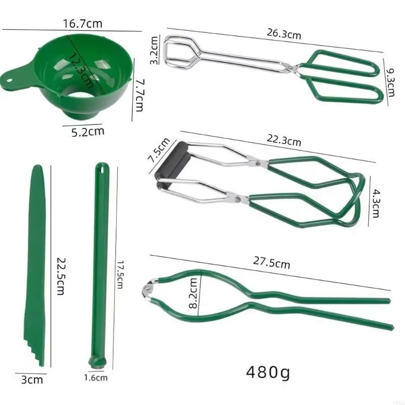 مجموعة رافعة تعليب مكونة من 6 قطع مع ملقط مرطبان وسلة أدوات مطبخ من الفولاذ المقاوم للصدأ للغليان والحفظ والتخليل #6