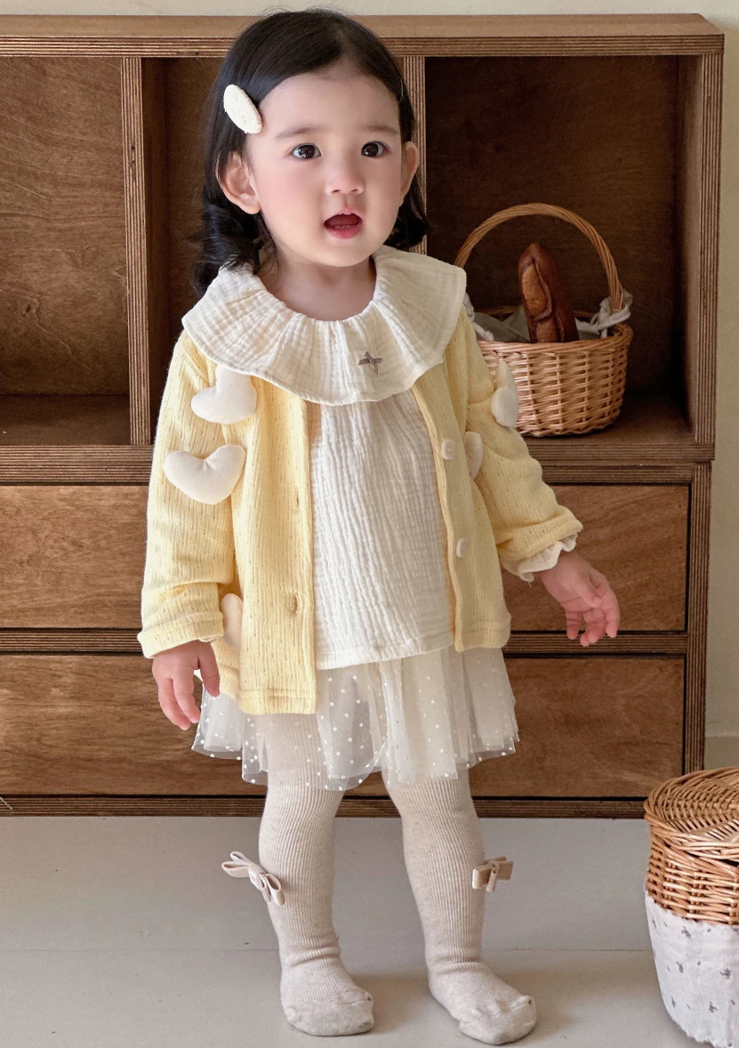 2025 New Children Clothing Spring Baby Girls Cardigan Three Dimensional Love Knitted Children Sweater Sweet and Cute Coat