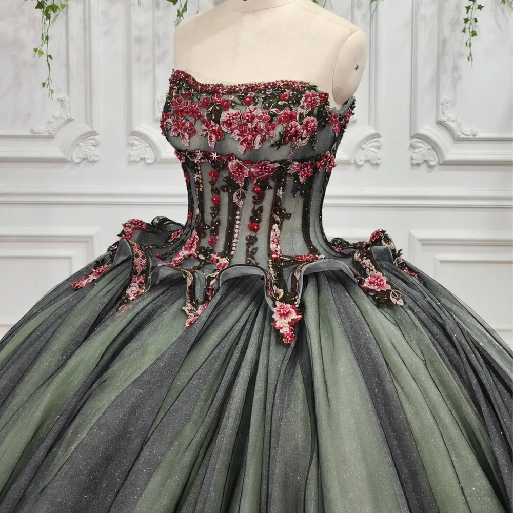 

Великолепное платье для церемонии Quinceanera без бретелек, без рукавов, с шнуровкой на спине, с вышивкой бисером, на заказ