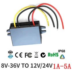 8-36V to 12V 24V 1A-5A Voltage Stabilizer Step-down/up Car Boat Power Supply Buck Boost DC DC Converter Voltage Regulator 30V 3a