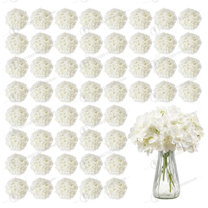 Artificial Flowers Real Looking White Silk Fake Hydrangea Bulk Faux Bridal Shower with Stem for DIY Wedding Bouquets