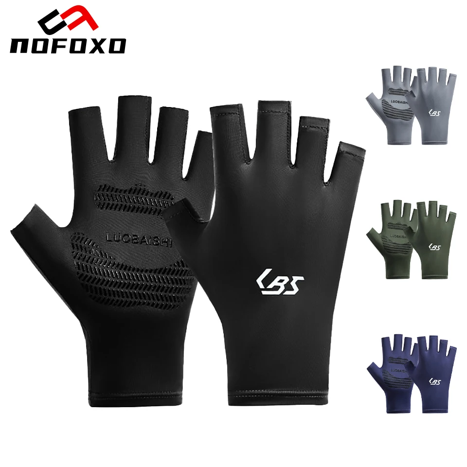

NOFOXO Upf50+ Cycling Gloves Flip-Tip Touchscreen Half Fingers Gloves Non-Slip Outdoor Sports Fishing Sunscreen Hiking Gloves