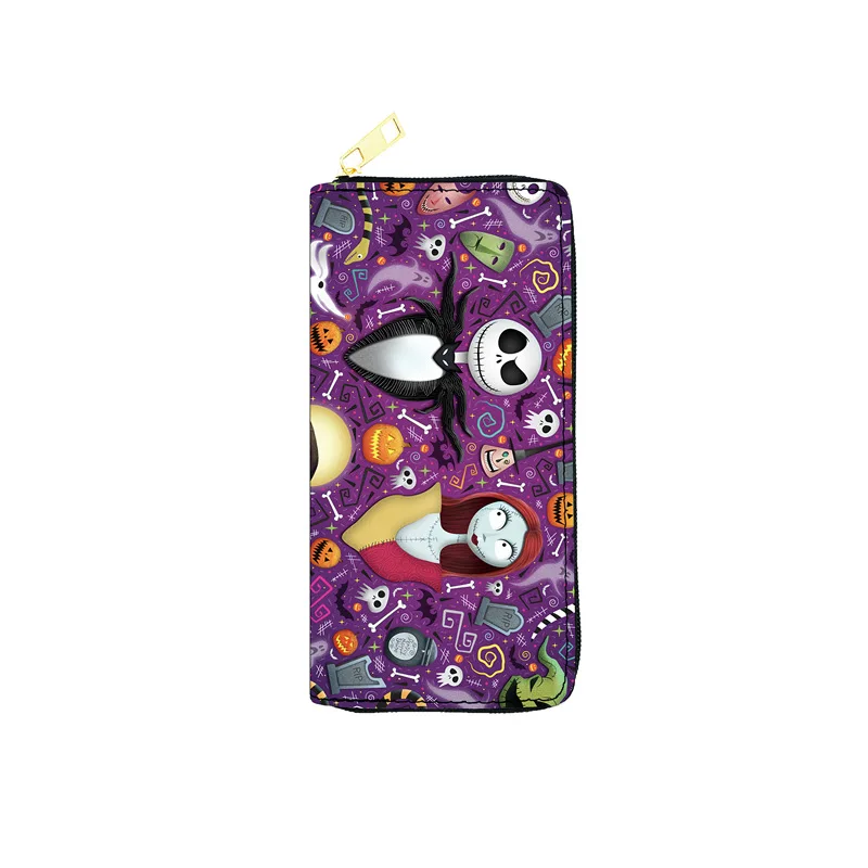 Disney The Nightmare Before Christmas Wallet Anime Printed Long Zipper Coin Purse Funny PU Card Bag Girls Wallets Kids Gifts