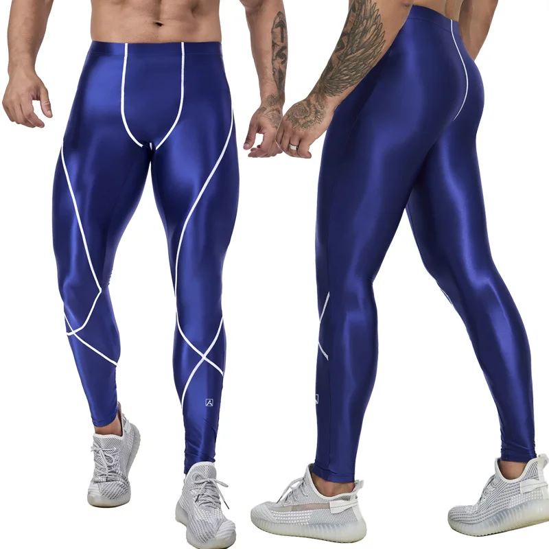 sexy men suits shiny vest and tights oily luster fitness vest casual pants swim Yoga glossy form-fitting pants