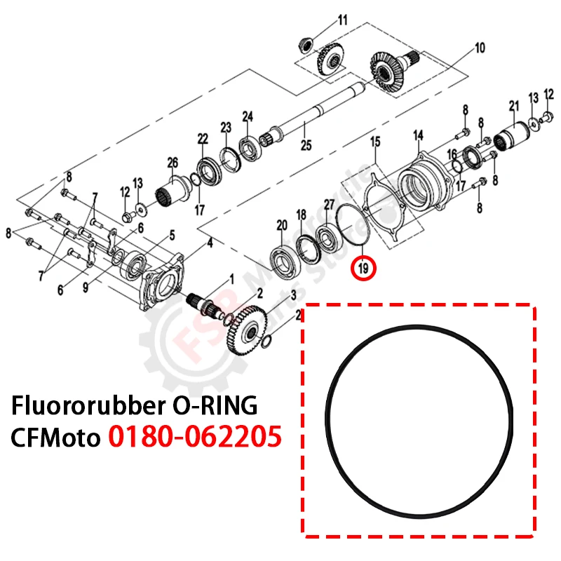 Junta tórica FKM compatible con motor CFMOTO 191Q 191S 2V91W 191R ATV UTV SSV 400 500 600 800 1000 junta tórica de goma fluorada piezas cuádruples 0180-062205