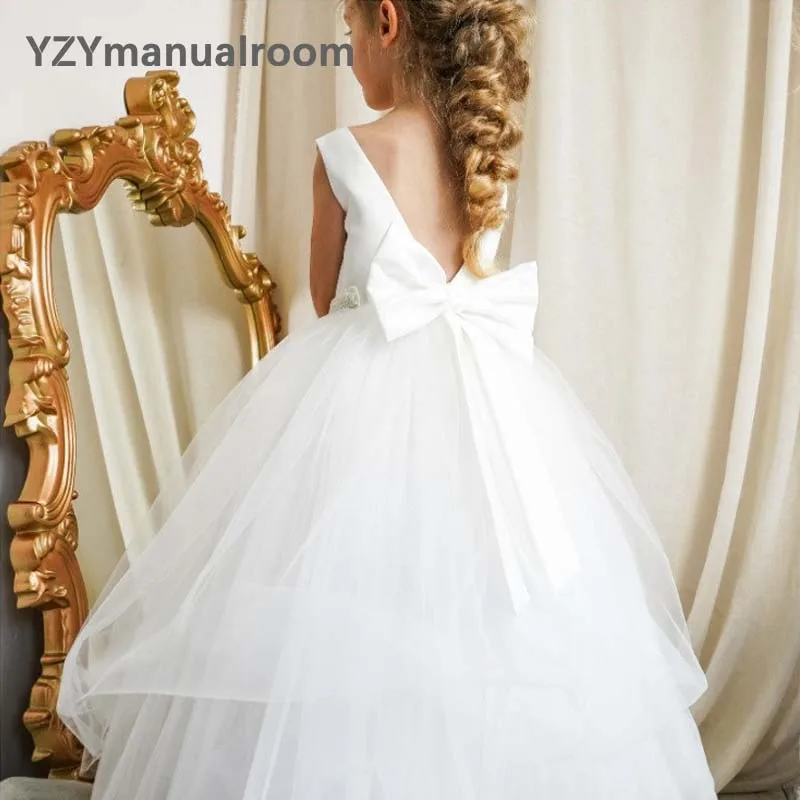 Formal Birthday Party Dress For Kids Princess Gowns Flower Girl Dresses For Wedding Elegant Concert Party Banquet Bridesmaid