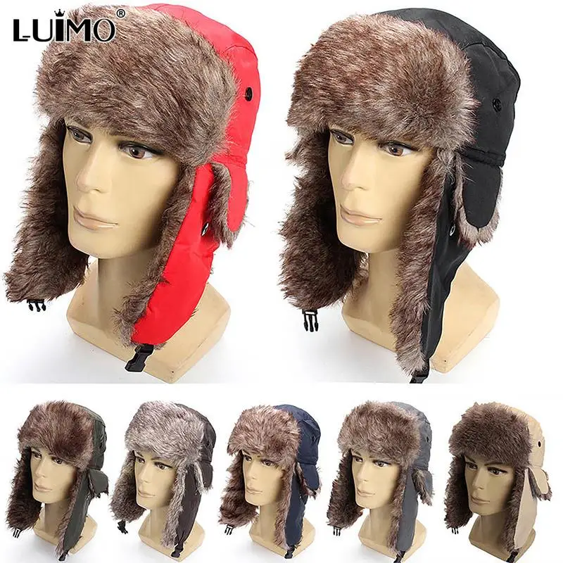 

Mens Women Unisex Warm Trapper Aviator Trooper Earflap Winter Flaps Ski Hat New Unisex Ear Protectors Earflap Cap