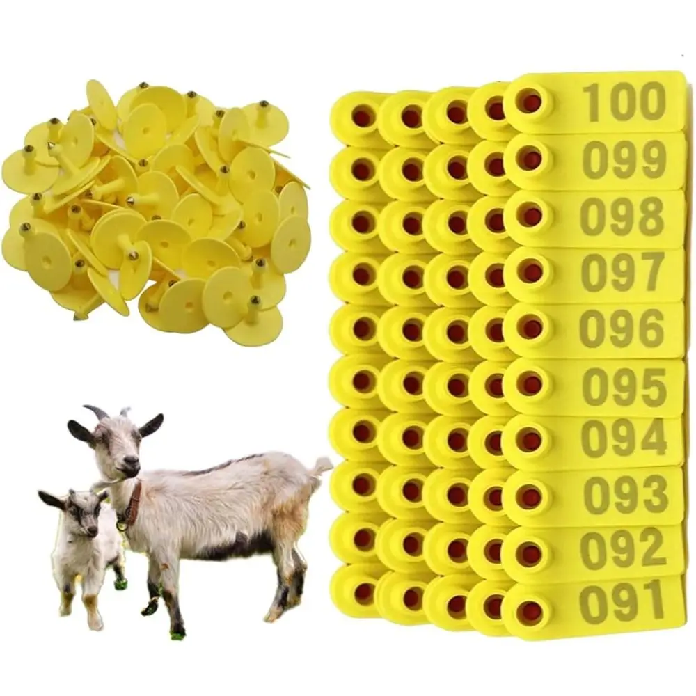 

100pcs Hot 001-100 Numbers Sheep Ear Tags Multi-color Convenient Goat Number Tag Goat Ear Tags Ear Tags for Goats