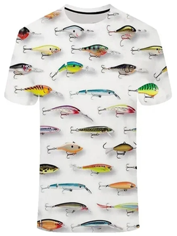 New Temptation Fishing Picture Print Men's T-shirt Wild Summer Fashion Round Neck Top Personalized Versatile Casual  Short Sleev