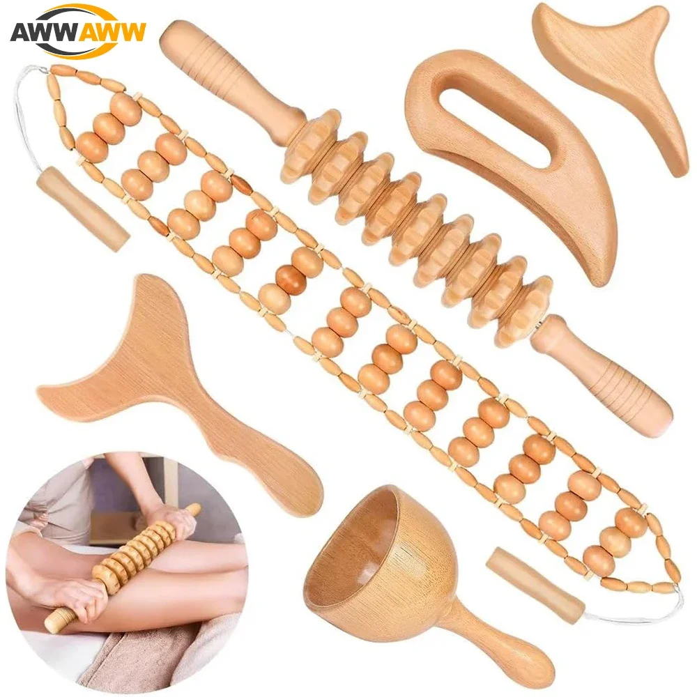 

Wood Therapy Massage Tools Wooden Massager Body Sculpting Maderoterapia Kit for Muscle Pain Relief Body Shaping Anti-Cellulite