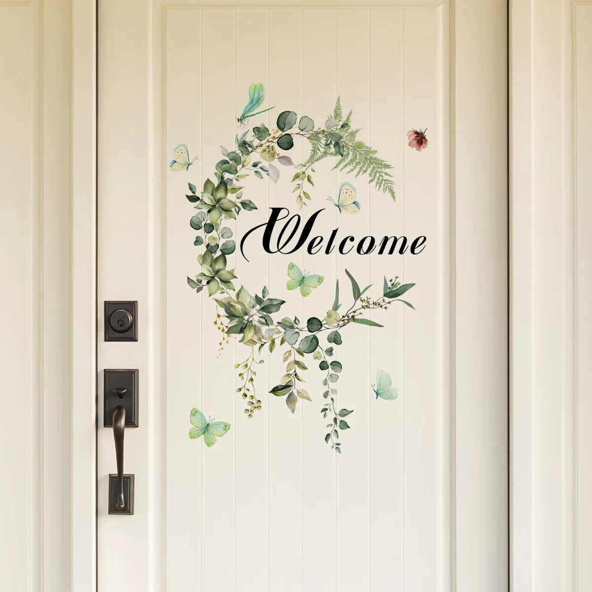 Green Leaf Plants Butterfly Baseboard Wall Stickers Home Door TV Background Living Room Bedroom Decor Mural Art Decals