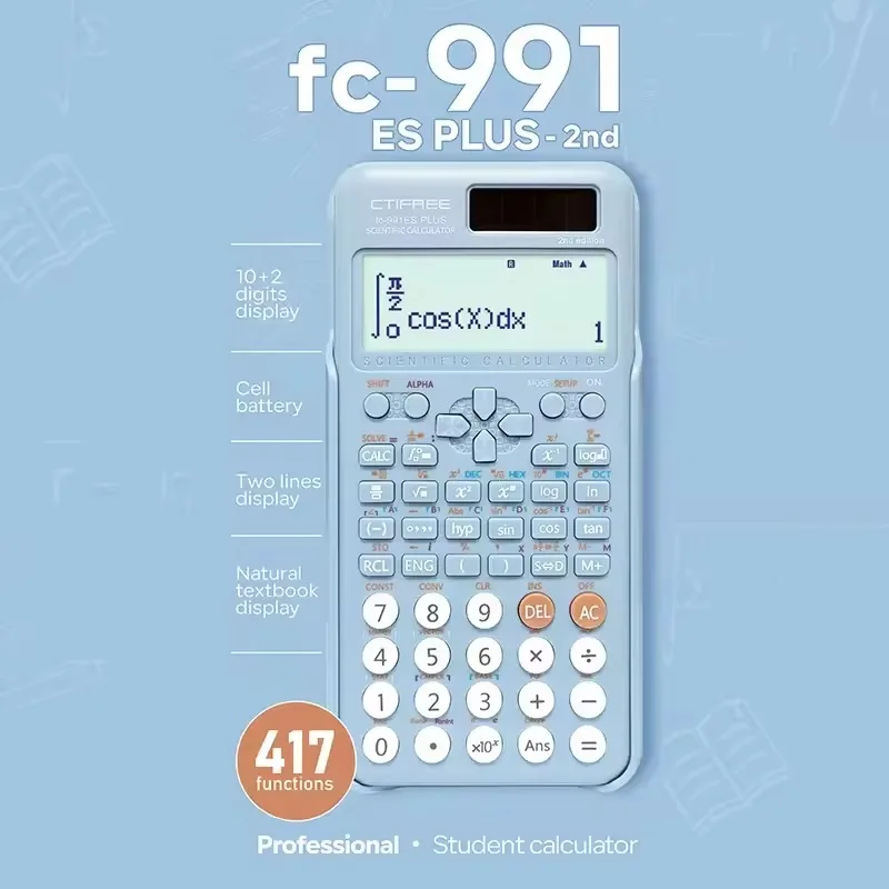 FC-991 ES PLUS Scientific Calculators Math Calculator with 417 Function 10+2 Digits Display Dual Power Supply Ideal for Student