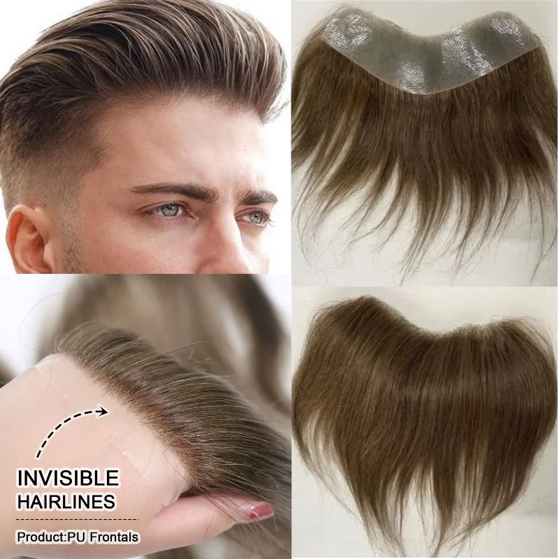 

Frontal Hairline Toupee Man 100% Human Hair Skin PU Men's Capillary Prosthesis Natural Hairline Male Wig Free Shipping